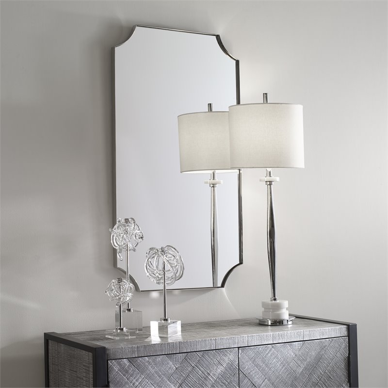 Uttermost Lennox Scalloped Corner Stainless Steel Mirror in Polished Nickel