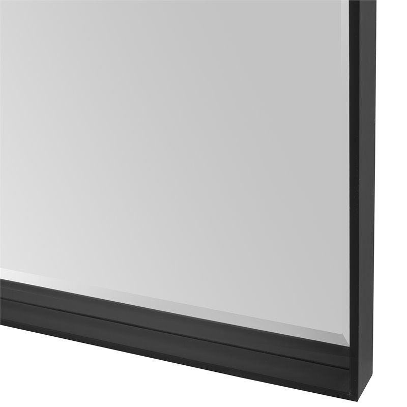 Uttermost Kahn Rectangular Oversized Iron Metal Mirror in Satin Black