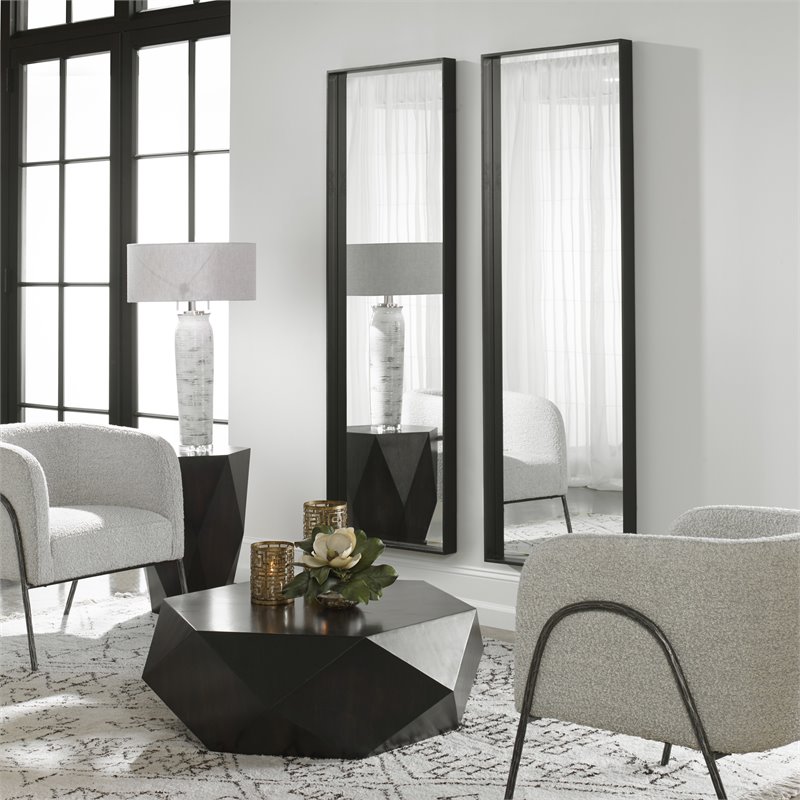 Uttermost Kahn Rectangular Oversized Iron Metal Mirror in Satin Black