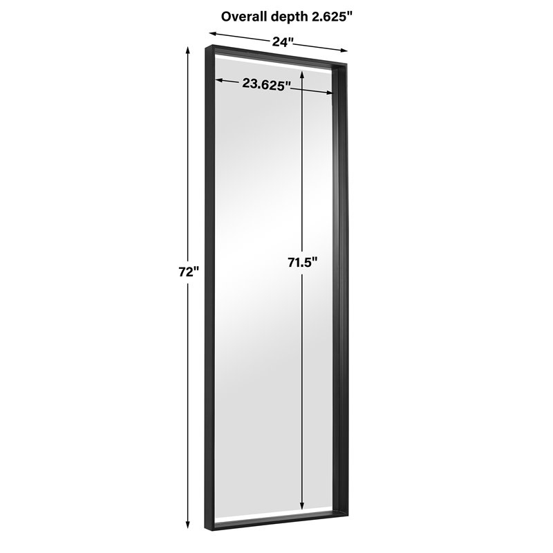 Uttermost Kahn Rectangular Oversized Iron Metal Mirror in Satin Black