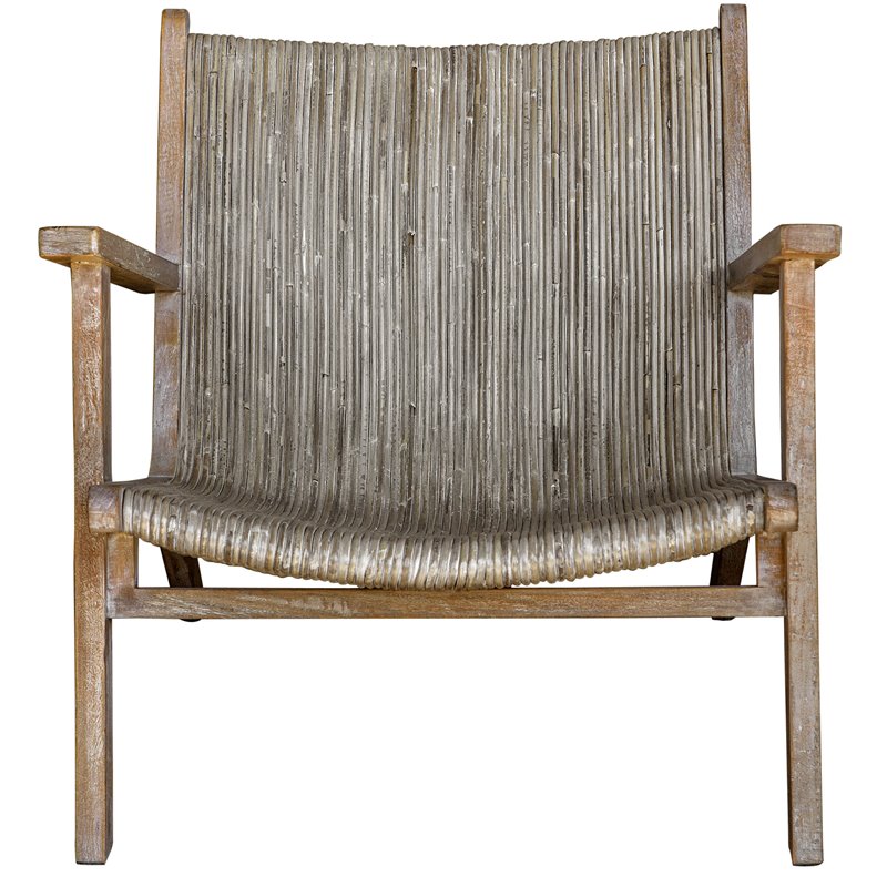Uttermost Aegea Wood and Rattan Accent Chair in Natural/Light Gray