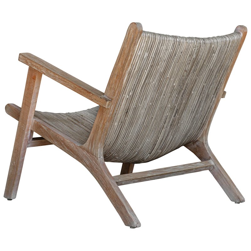 Uttermost Aegea Wood and Rattan Accent Chair in Natural/Light Gray