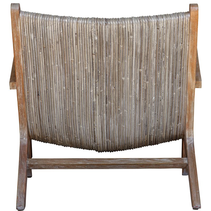 Uttermost Aegea Wood and Rattan Accent Chair in Natural/Light Gray