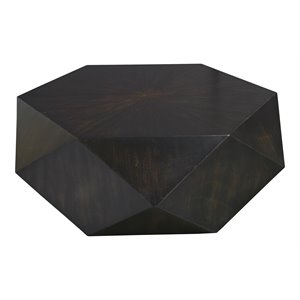 Uttermost Volker Small Geometric Wood Coffee Table in Worn Black