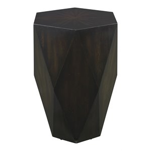 Uttermost Volker Geometric Honey Undertones Wooden Side Table in Worn Black