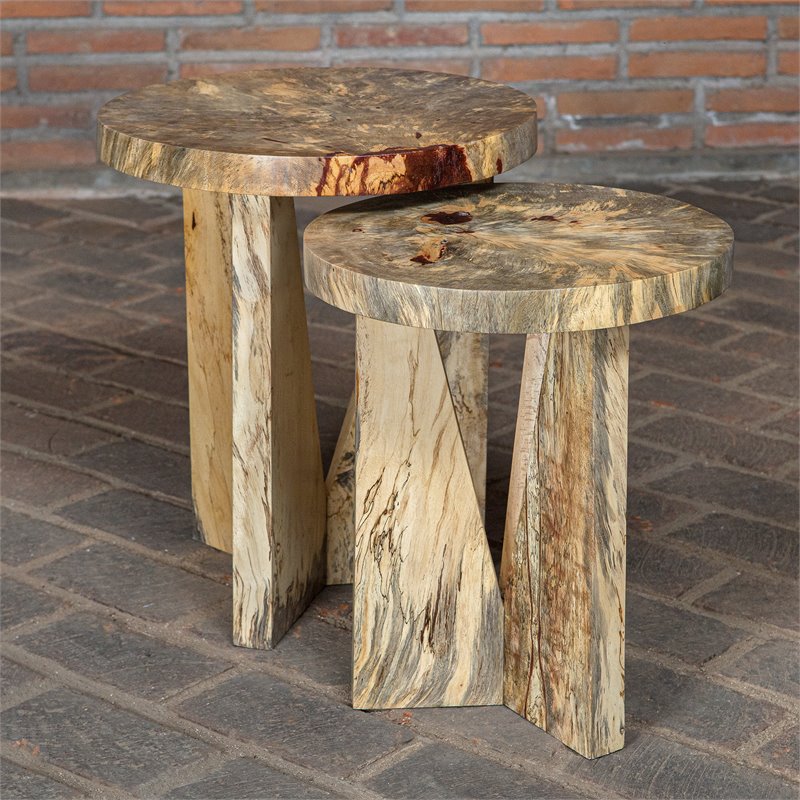 Uttermost Nadette Tamarind Wood Nesting Tables in Natural (Set of 2)