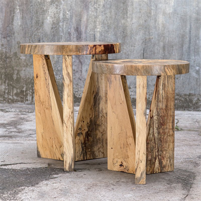 Uttermost Nadette Tamarind Wood Nesting Tables in Natural (Set of 2)