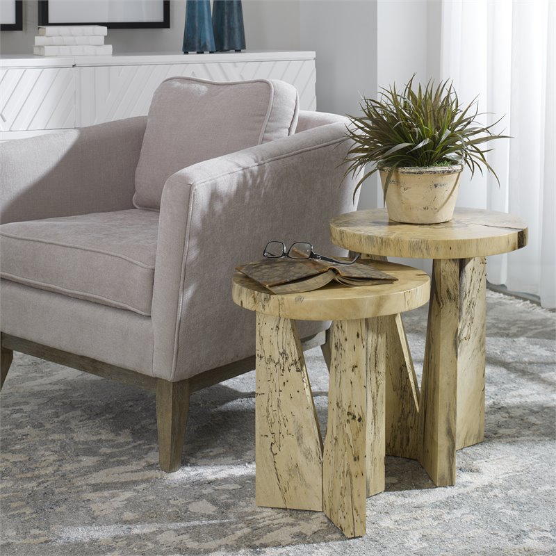 Uttermost Nadette Tamarind Wood Nesting Tables in Natural (Set of 2)
