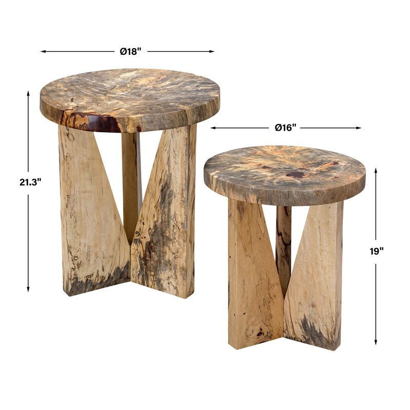 Uttermost Nadette Tamarind Wood Nesting Tables in Natural (Set of 2)