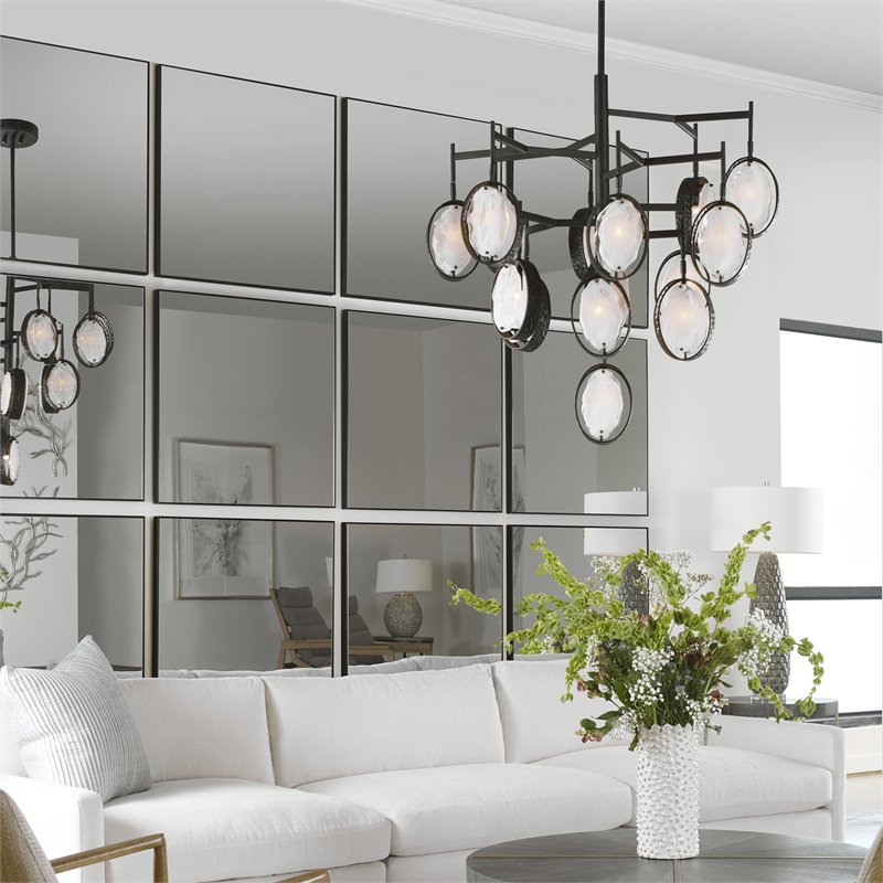 Uttermost Alexo Square Contemporary Plastic and MDF Mirror in Matte Black