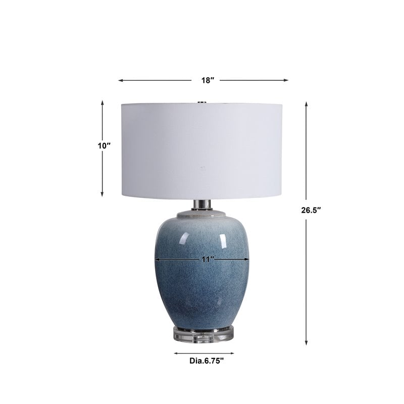 Uttermost Blue Waters Ceramic and Fabric Table Lamp in Light Blue/White