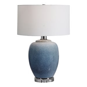 Uttermost Blue Waters Ceramic and Fabric Table Lamp in Light Blue/White