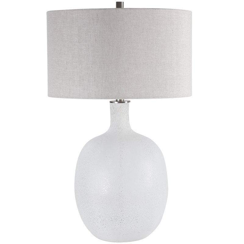 Uttermost Whiteout Mottled Glass and Fabric Table Lamp in Aged White