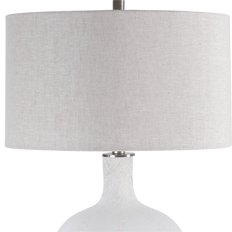 Uttermost Whiteout Mottled Glass and Fabric Table Lamp in Aged White