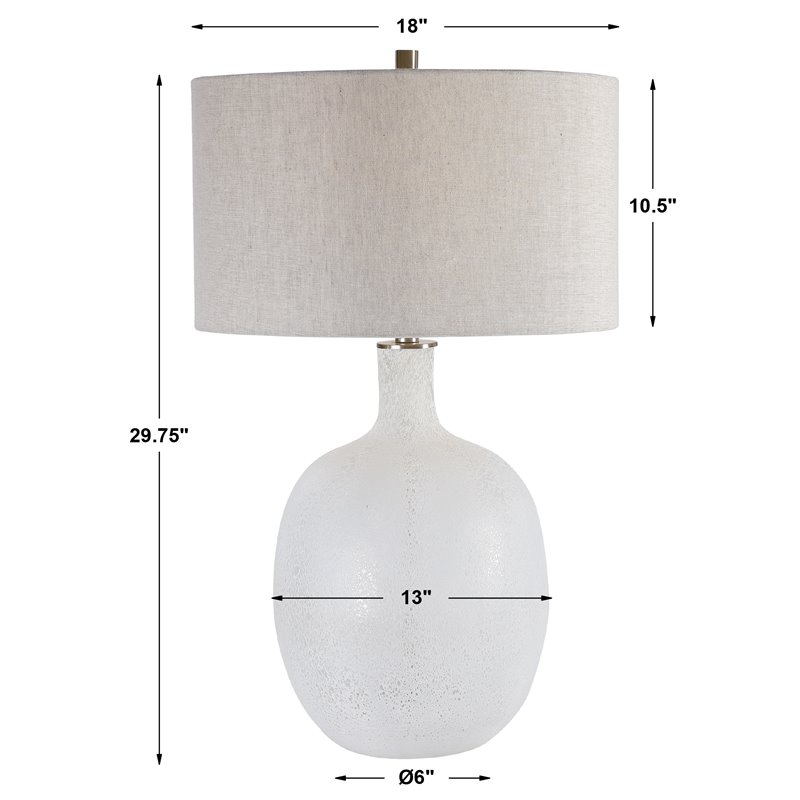 Uttermost Whiteout Mottled Glass and Fabric Table Lamp in Aged White