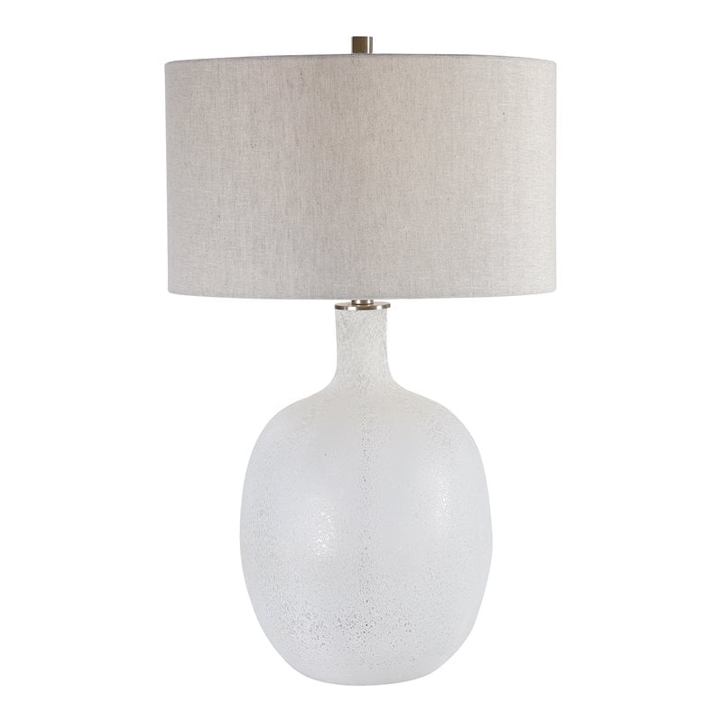 Uttermost Whiteout Mottled Glass and Fabric Table Lamp in Aged White