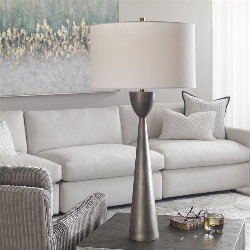 Uttermost Waller Handcrafted Steel and Cast Aluminum Table Lamp in White