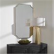 Uttermost Lennox Scalloped Corner Stainless Steel Mirror in Antique brass