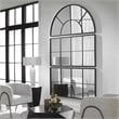 Uttermost Rousseau Contemporary Iron Metal and MDF Window Arch Mirror in Black