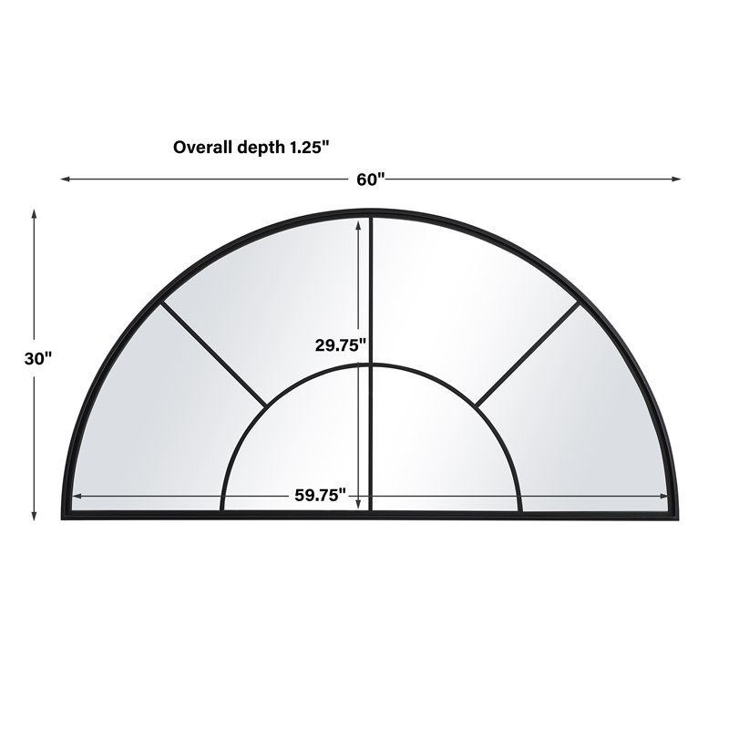 Uttermost Rousseau Contemporary Iron Metal and MDF Window Arch Mirror in Black