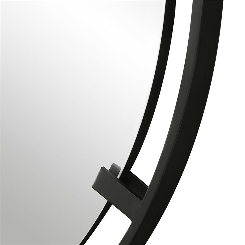 Uttermost Cashel Round Iron Metal and MDF Mirror in Sleek Satin Black