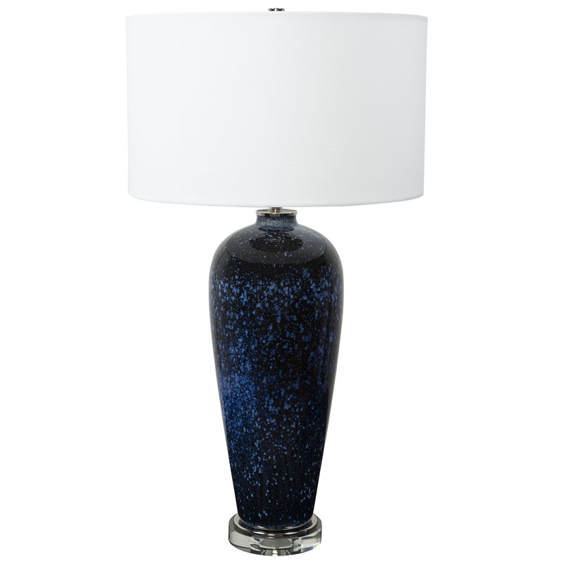 Uttermost Stargazer Steel and Glass Table Lamp in Cobalt Navy/White