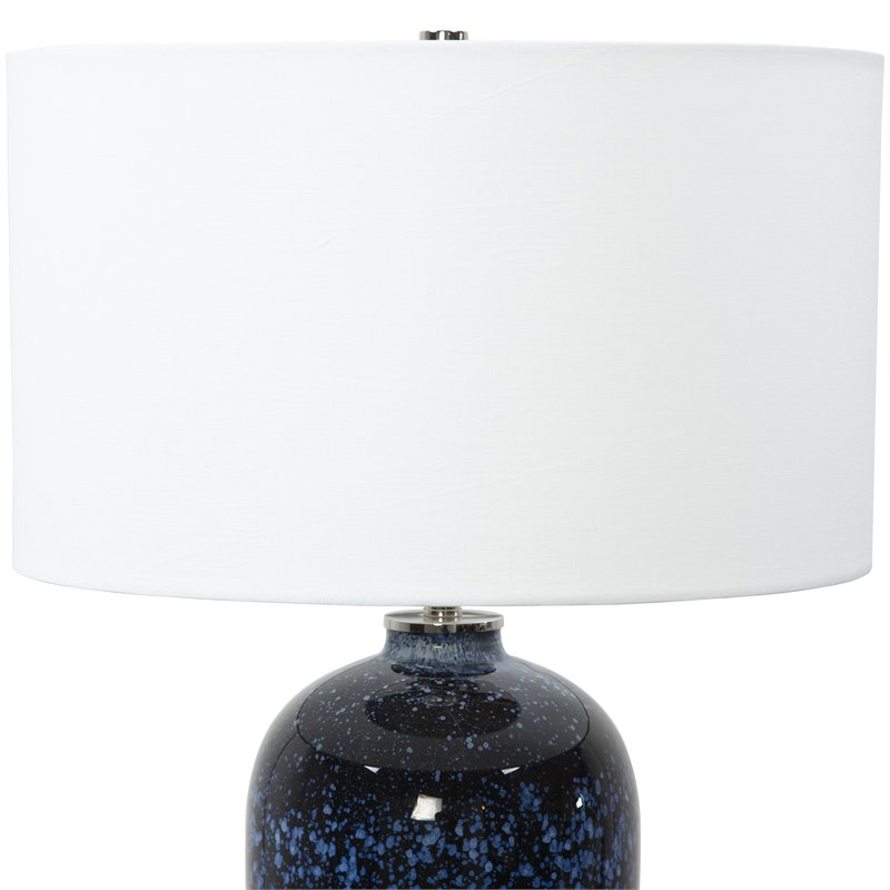 Uttermost Stargazer Steel and Glass Table Lamp in Cobalt Navy/White