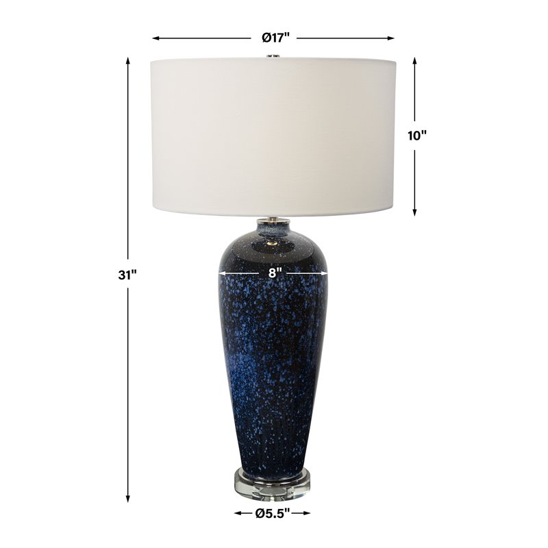 Uttermost Stargazer Steel and Glass Table Lamp in Cobalt Navy/White