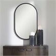 Uttermost Varina Oval Contemporary Iron Metal Mirror in Sleek Satin Black