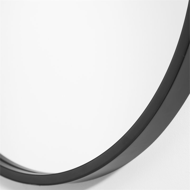 Uttermost Varina Oval Contemporary Iron Metal Mirror in Sleek Satin Black