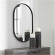 Uttermost Varina Oval Contemporary Iron Metal Mirror in Sleek Satin Black