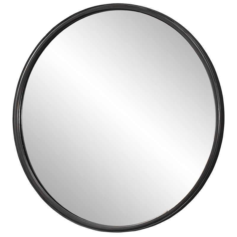 Uttermost Dawsyn Round Iron Metal and MDF Mirror in Aged Black