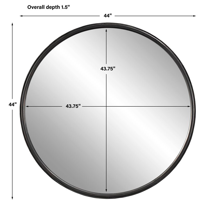Uttermost Dawsyn Round Iron Metal and MDF Mirror in Aged Black