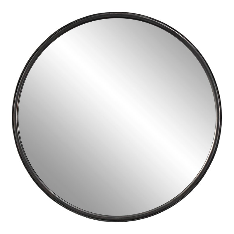 Uttermost Dawsyn Round Iron Metal and MDF Mirror in Aged Black