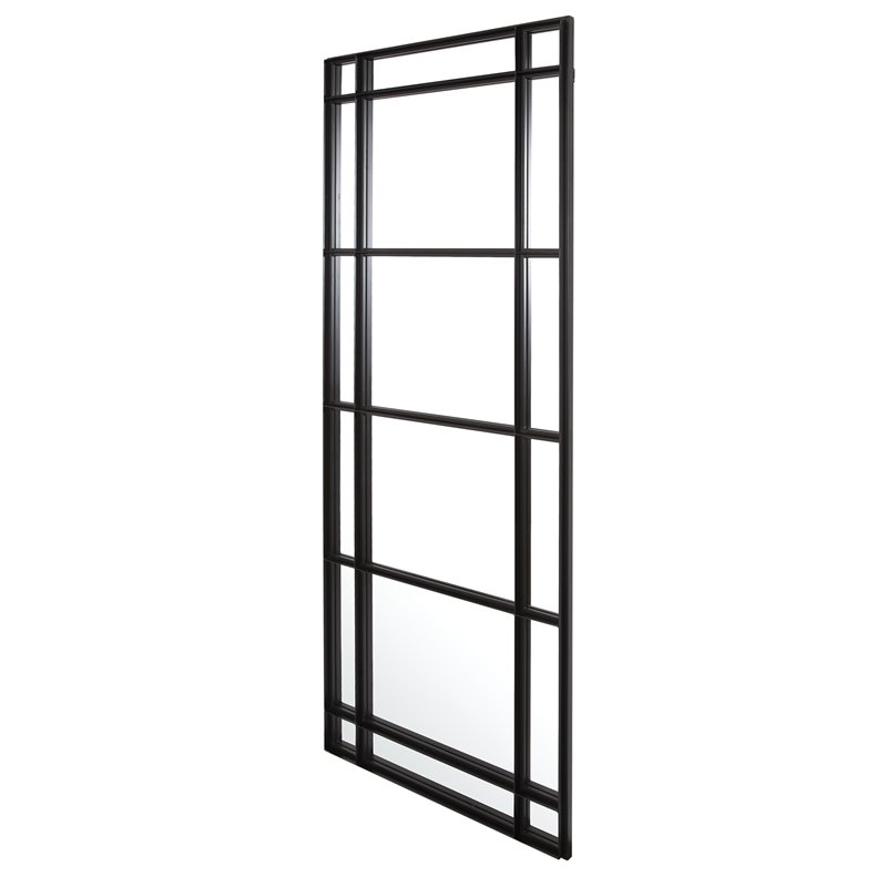 Uttermost Atticus Large Rectangular Iron Metal Mirror in Satin Black