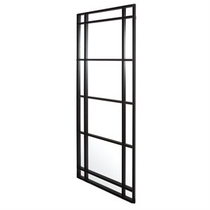 Uttermost Atticus Large Rectangular Iron Metal Mirror in Satin Black