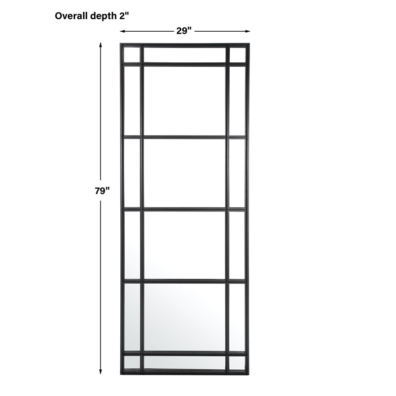 Uttermost Atticus Large Rectangular Iron Metal Mirror in Satin Black