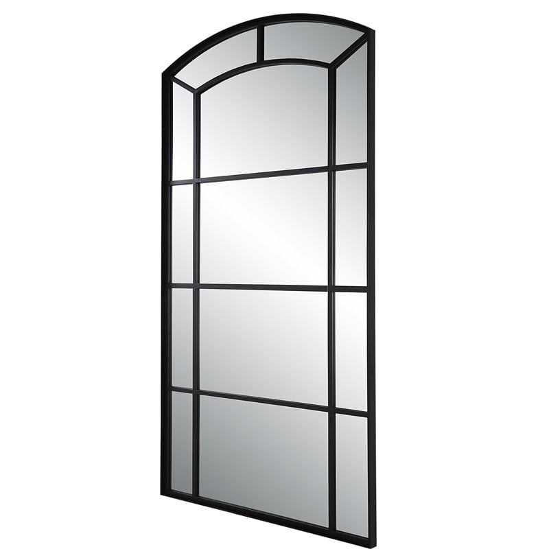 Uttermost Camber Oversized Arch Iron Metal Mirror in Rich Satin Black