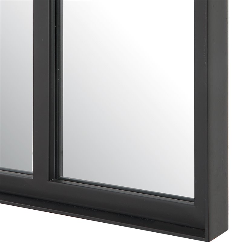 Uttermost Camber Oversized Arch Iron Metal Mirror in Rich Satin Black