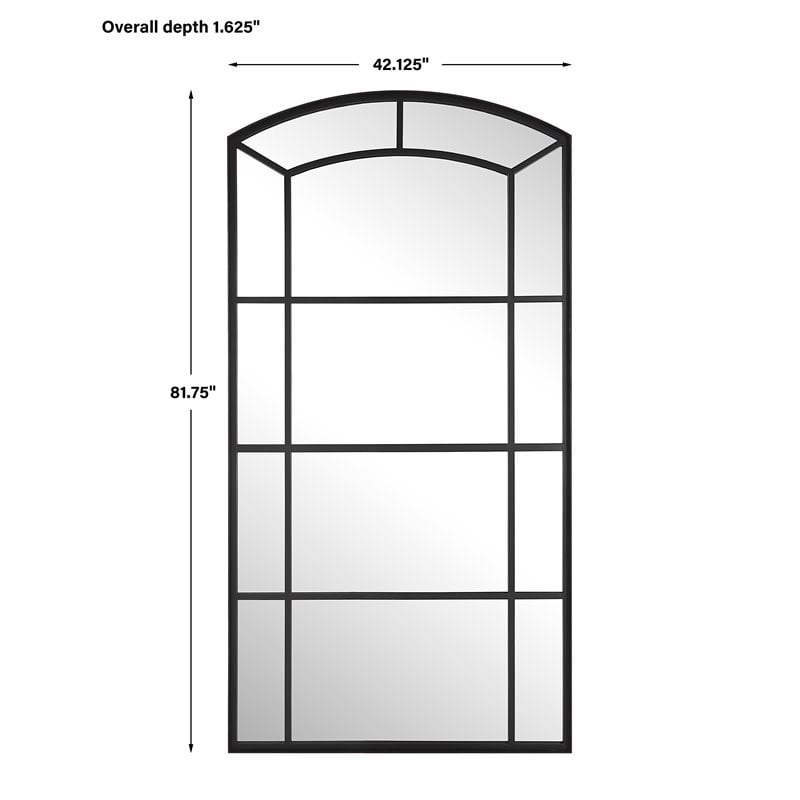 Uttermost Camber Oversized Arch Iron Metal Mirror in Rich Satin Black
