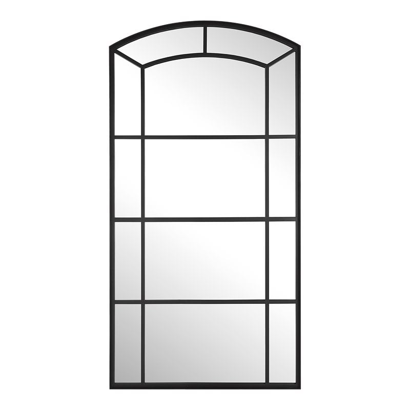 Uttermost Camber Oversized Arch Iron Metal Mirror in Rich Satin Black