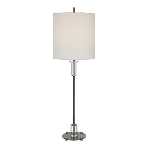 uttermost aurelia steel metal crystal and fabric buffet lamp in white