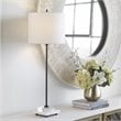 Uttermost Ciara Sleek and Simple Metal Buffet Lamp in White/Satin Black