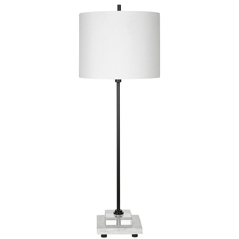 Uttermost Ciara Sleek and Simple Metal Buffet Lamp in White/Satin Black