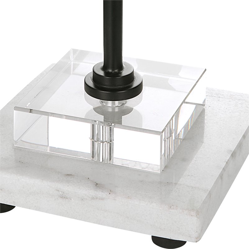 Uttermost Ciara Sleek and Simple Metal Buffet Lamp in White/Satin Black