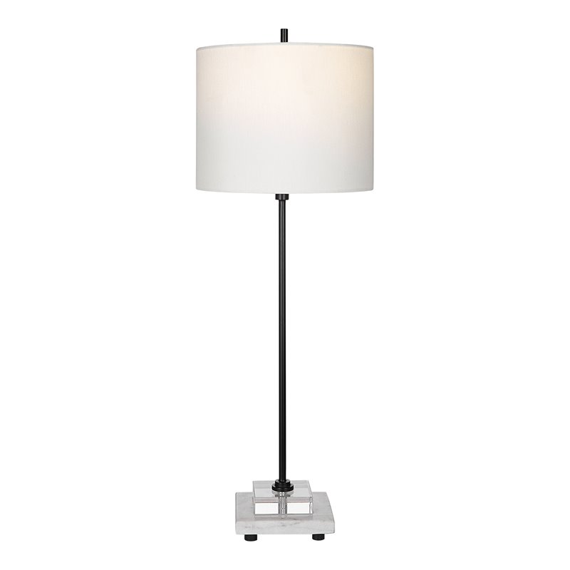 Uttermost Ciara Sleek and Simple Metal Buffet Lamp in White/Satin Black