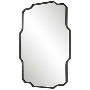 Uttermost Casmus Contemporary Iron Metal Wall Mirror in Matte Black