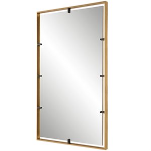 Uttermost Egon Contemporary Iron Metal Wall Mirror in Warm Gold