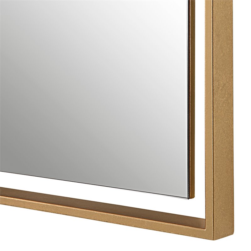 Uttermost Egon Contemporary Iron Metal Wall Mirror in Warm Gold