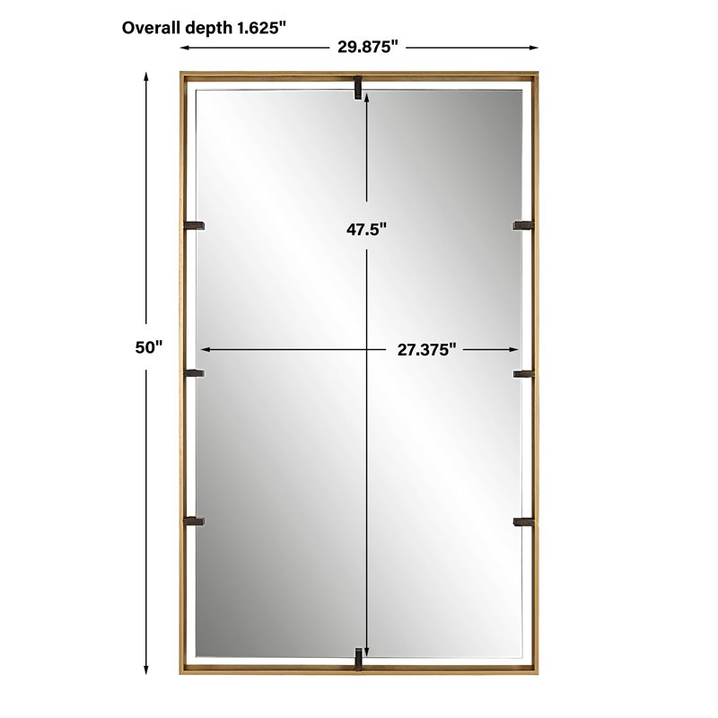 Uttermost Egon Contemporary Iron Metal Wall Mirror in Warm Gold